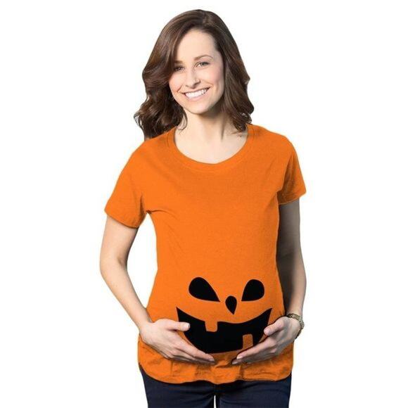 Time and Tru Women’s Halloween Maternity Tee - Pumpkin Belly Graphic - Size XL - Picture 1 of 5
